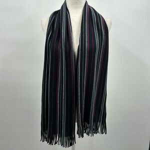 Roundtree & Yorke Striped Fringed Scarf